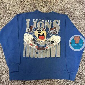 Detroit Lions 1990 Taz Looney Tunes Retro Fan Sweatshirt